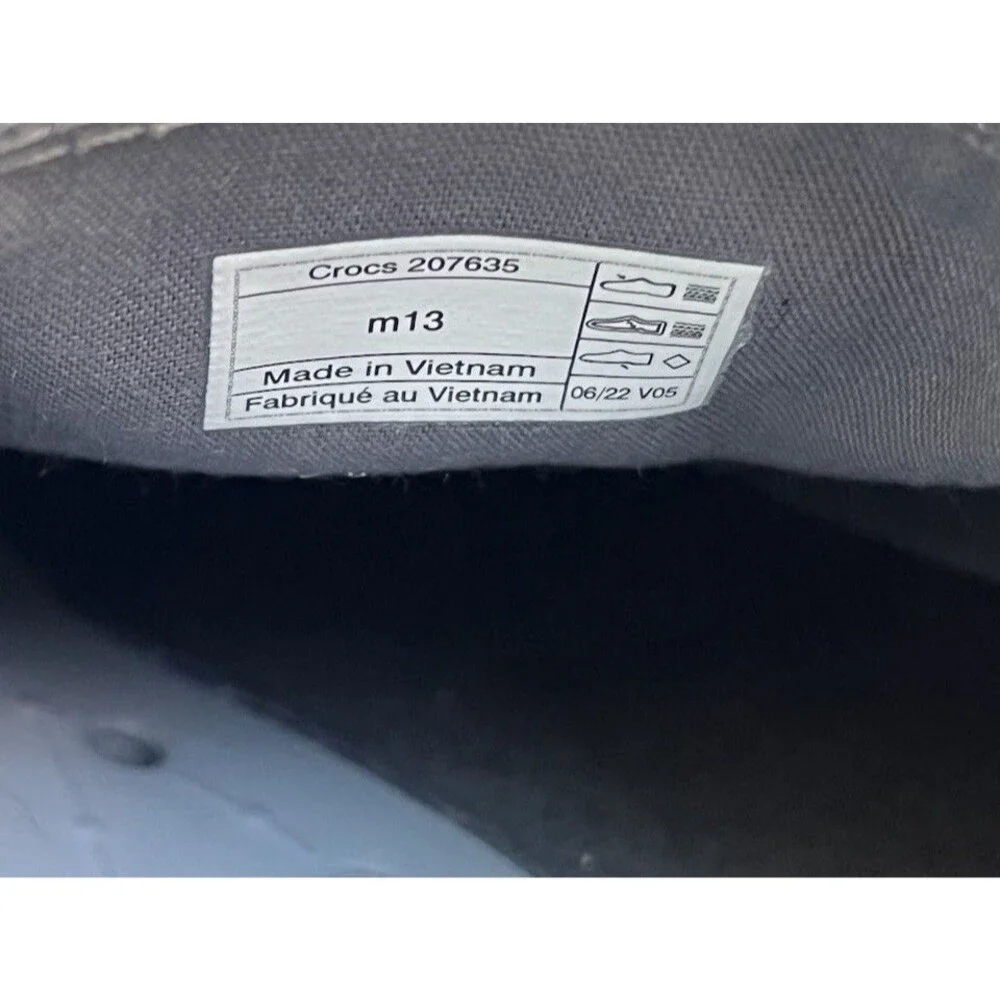 Crocs Walu Men's 13 Canvas Slip-On Loafers Casual Shoes 207635 - Gray